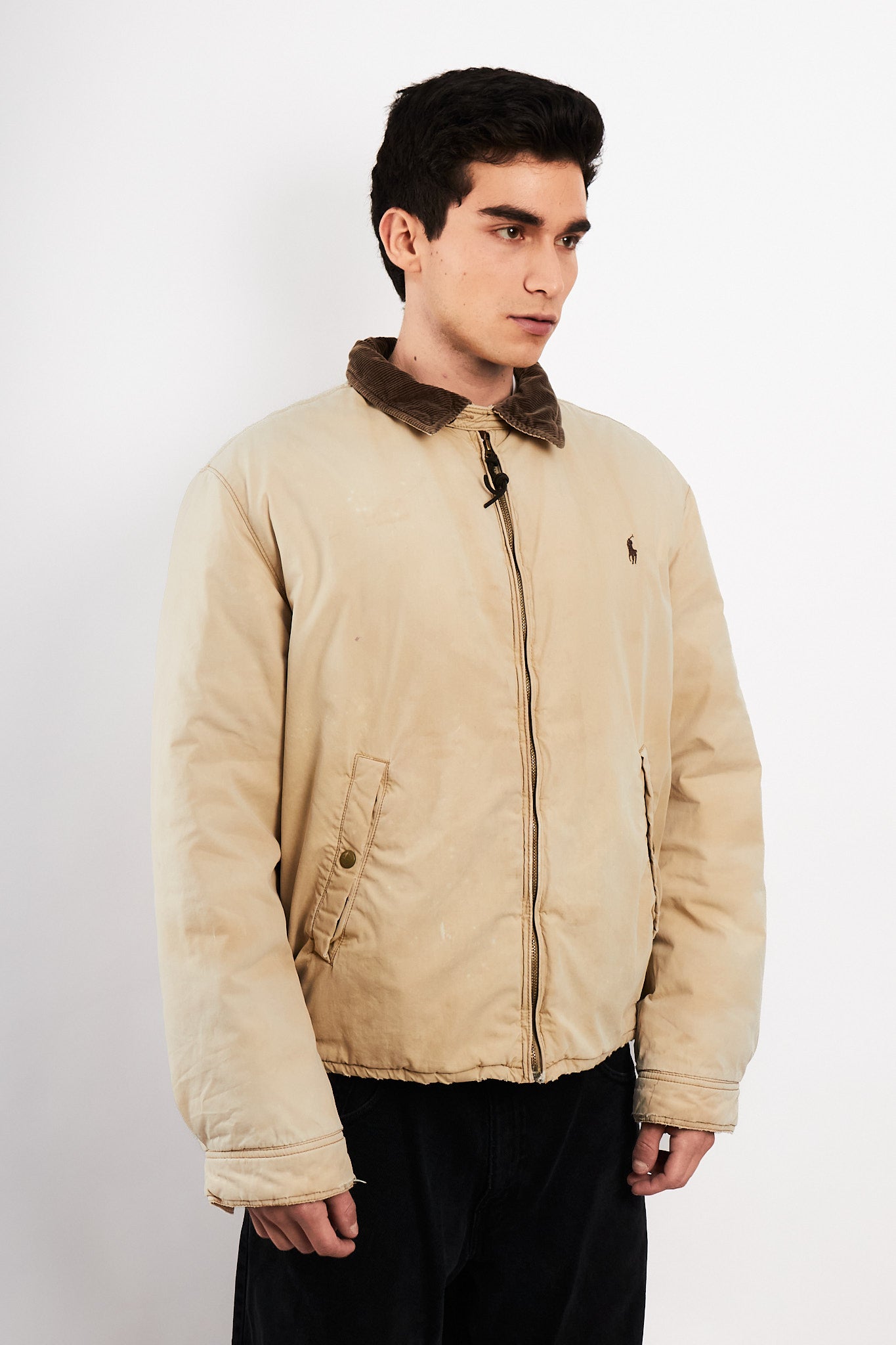 1990 Vintage Polo Ralph Lauren Cordoroy Collar Padded Harrington (L/XL)
