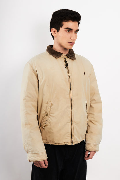 1990 Vintage Polo Ralph Lauren Cordoroy Collar Padded Harrington (L/XL)