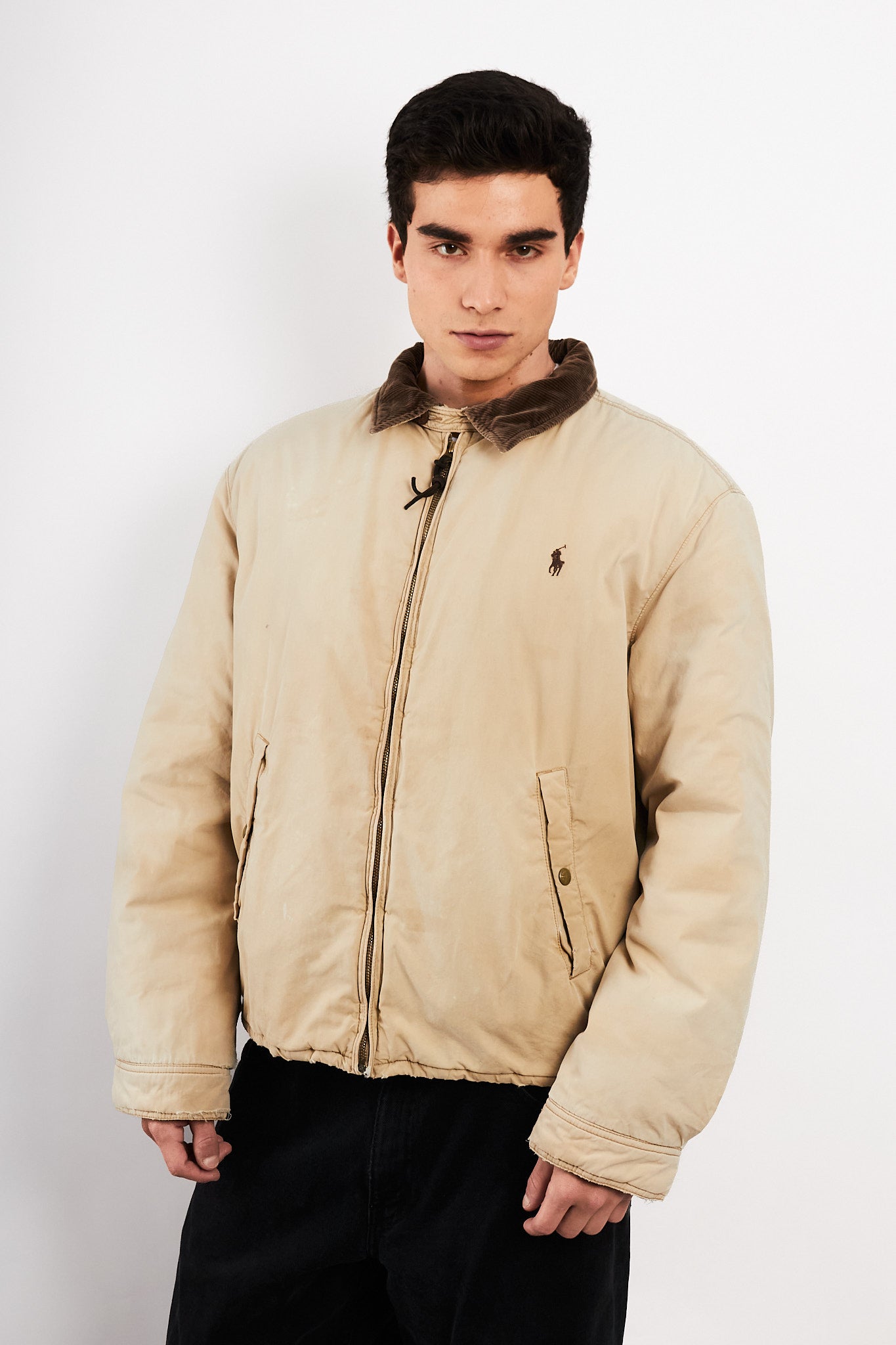 1990 Vintage Polo Ralph Lauren Cordoroy Collar Padded Harrington (L/XL)
