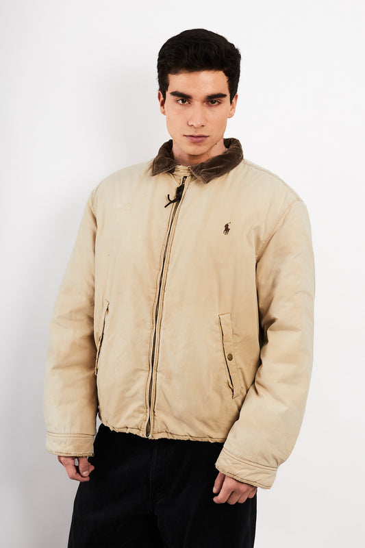 1990 Vintage Polo Ralph Lauren Cordoroy Collar Padded Harrington (L/XL)
