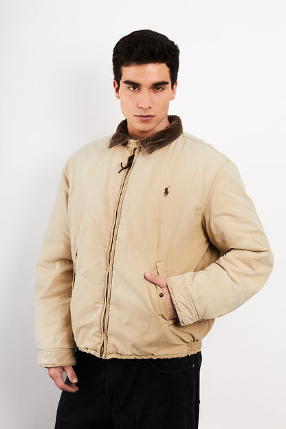 1990 Vintage Polo Ralph Lauren Cordoroy Collar Padded Harrington (L/XL)