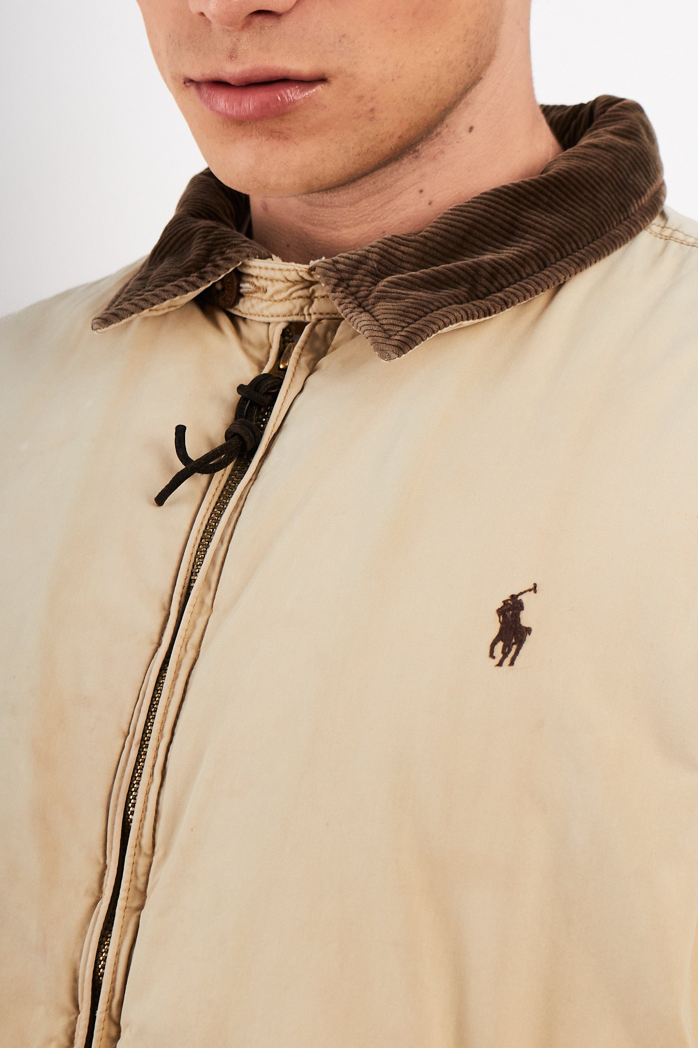 1990 Vintage Polo Ralph Lauren Cordoroy Collar Padded Harrington (L/XL)
