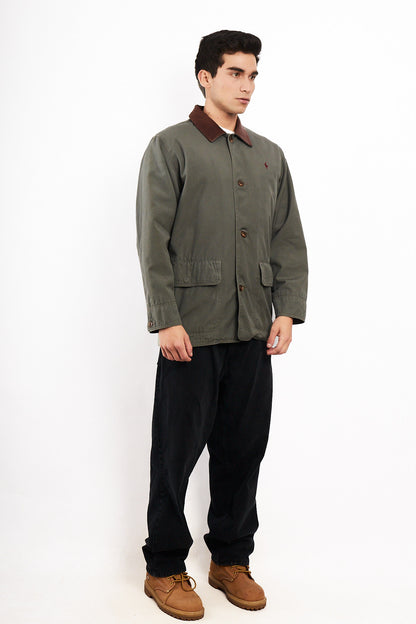 1990 Vintage Polo Ralph Lauren Leather Collar Coat (M/L)