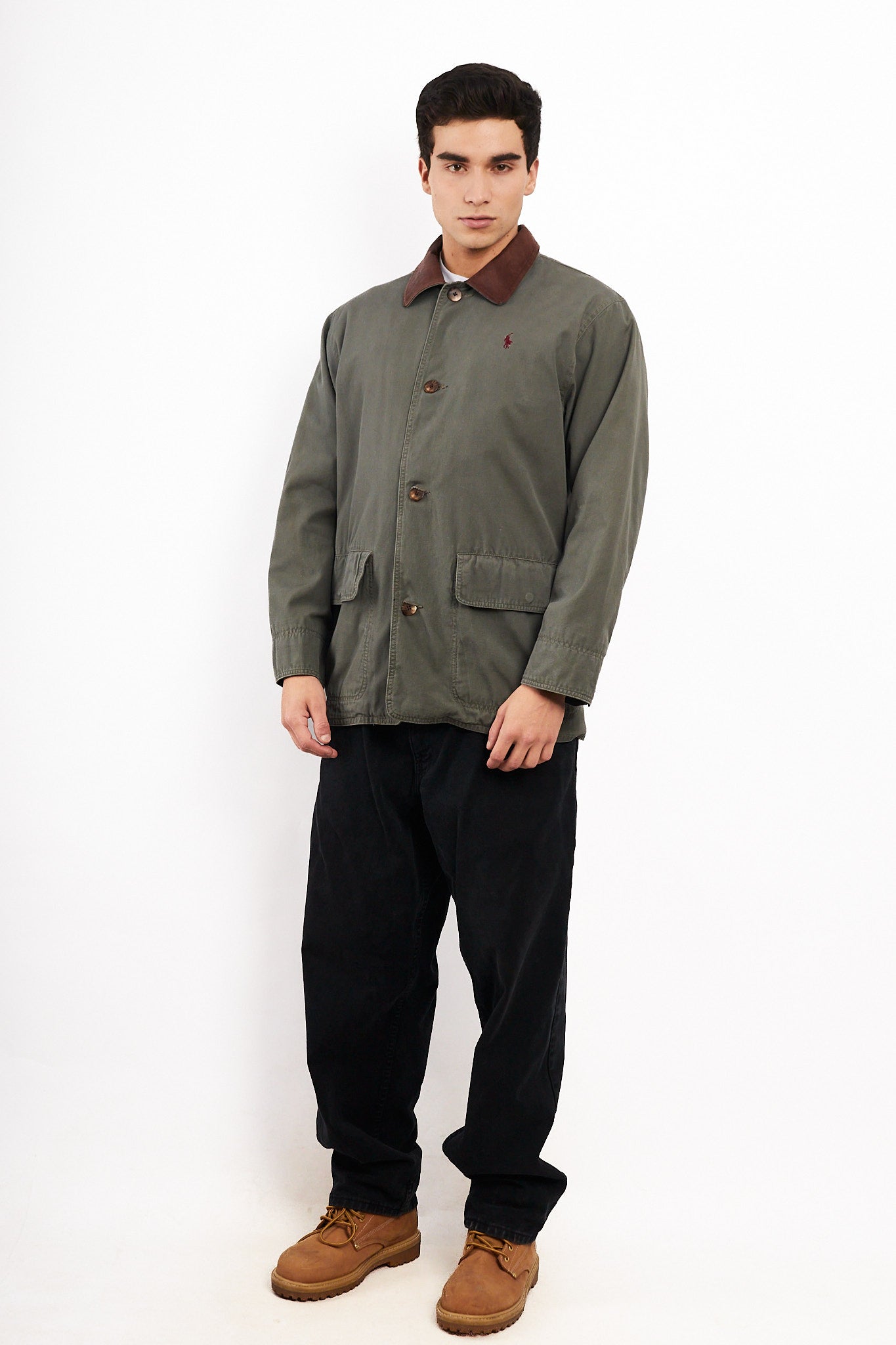 1990 Vintage Polo Ralph Lauren Leather Collar Coat (M/L)