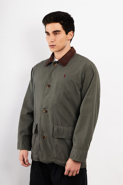 1990 Vintage Polo Ralph Lauren Leather Collar Coat (M/L)