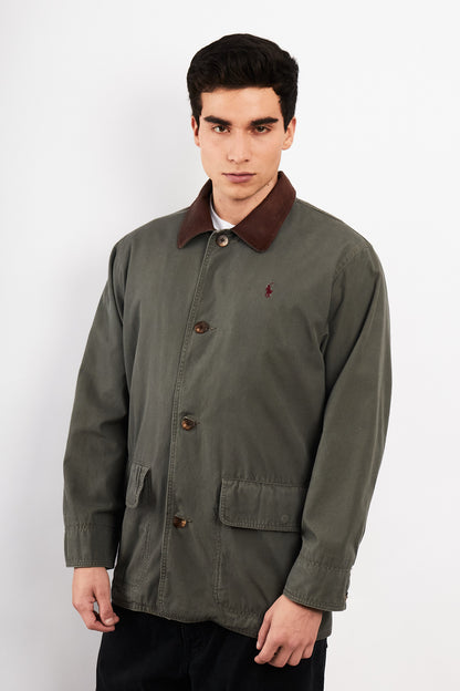 1990 Vintage Polo Ralph Lauren Leather Collar Coat (M/L)