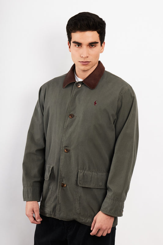 1990 Vintage Polo Ralph Lauren Leather Collar Coat (M/L)