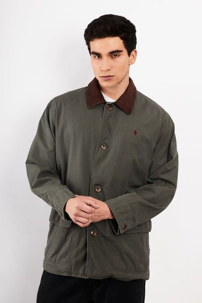 1990 Vintage Polo Ralph Lauren Leather Collar Coat (M/L)
