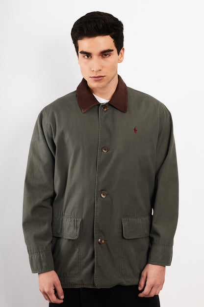 1990 Vintage Polo Ralph Lauren Leather Collar Coat (M/L)