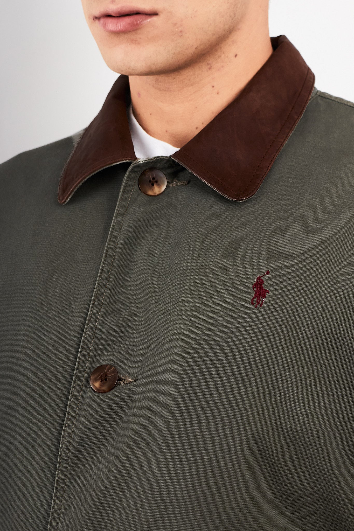 1990 Vintage Polo Ralph Lauren Leather Collar Coat (M/L)