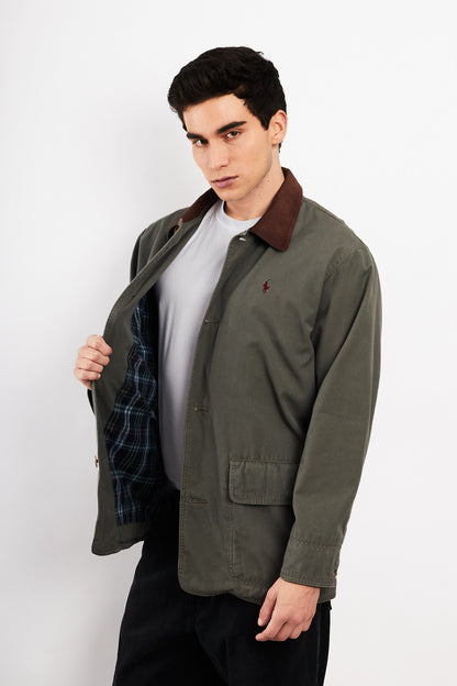 1990 Vintage Polo Ralph Lauren Leather Collar Coat (M/L)