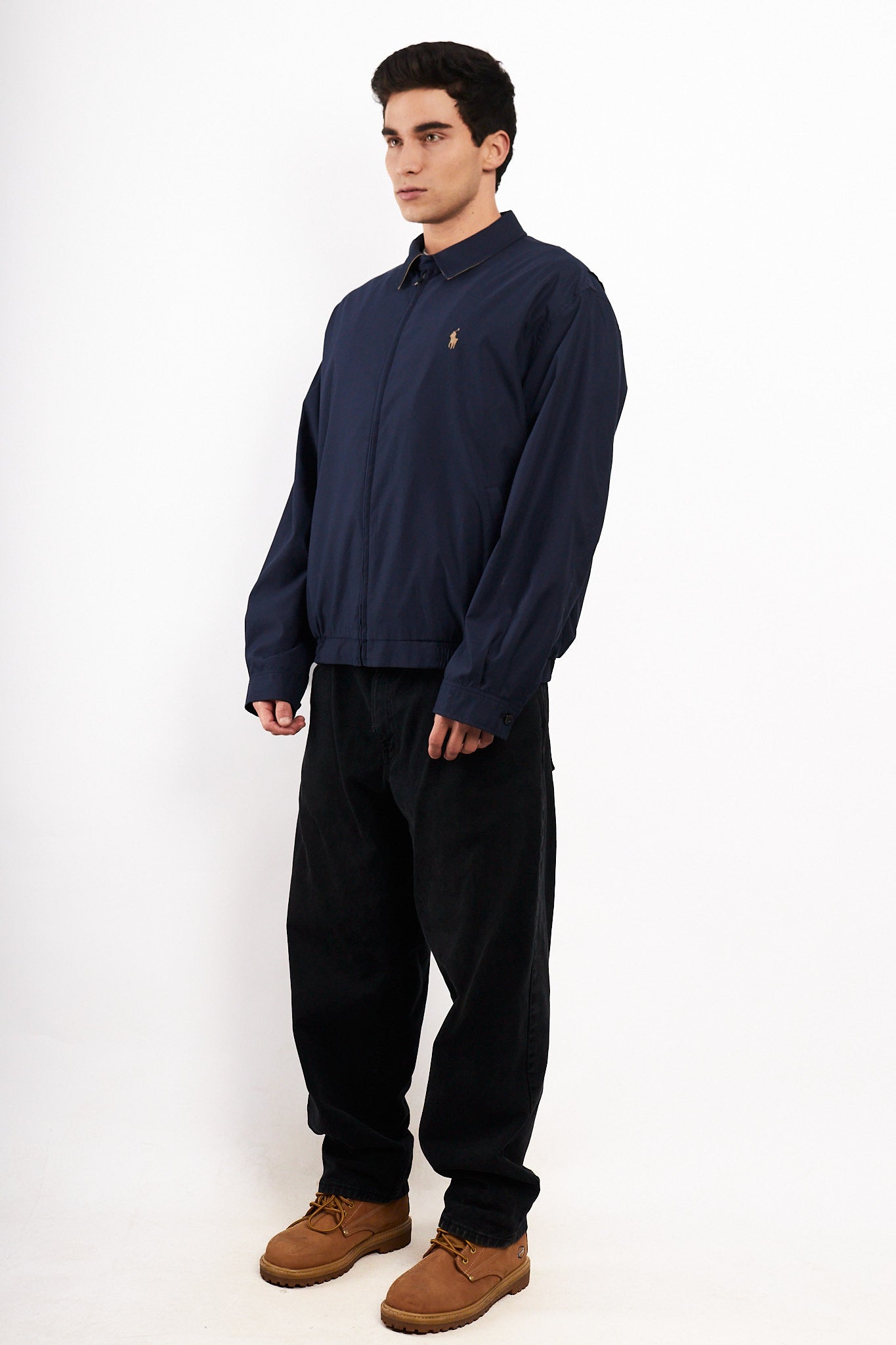 2000 Vintage Polo Ralph Lauren Navy bi-swing Impermeable Harrington (L/XL)