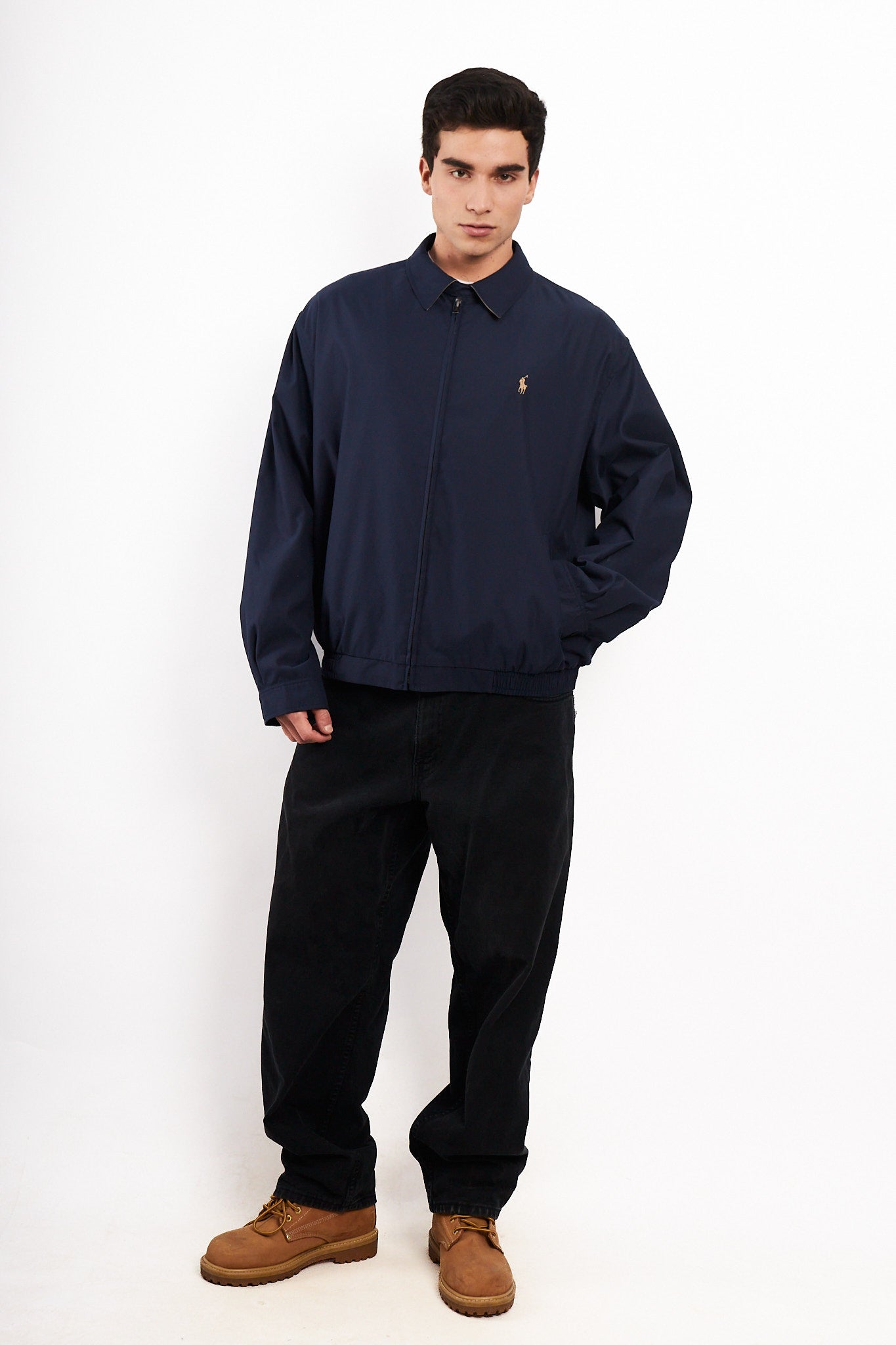 2000 Vintage Polo Ralph Lauren Navy bi-swing Impermeable Harrington (L/XL)