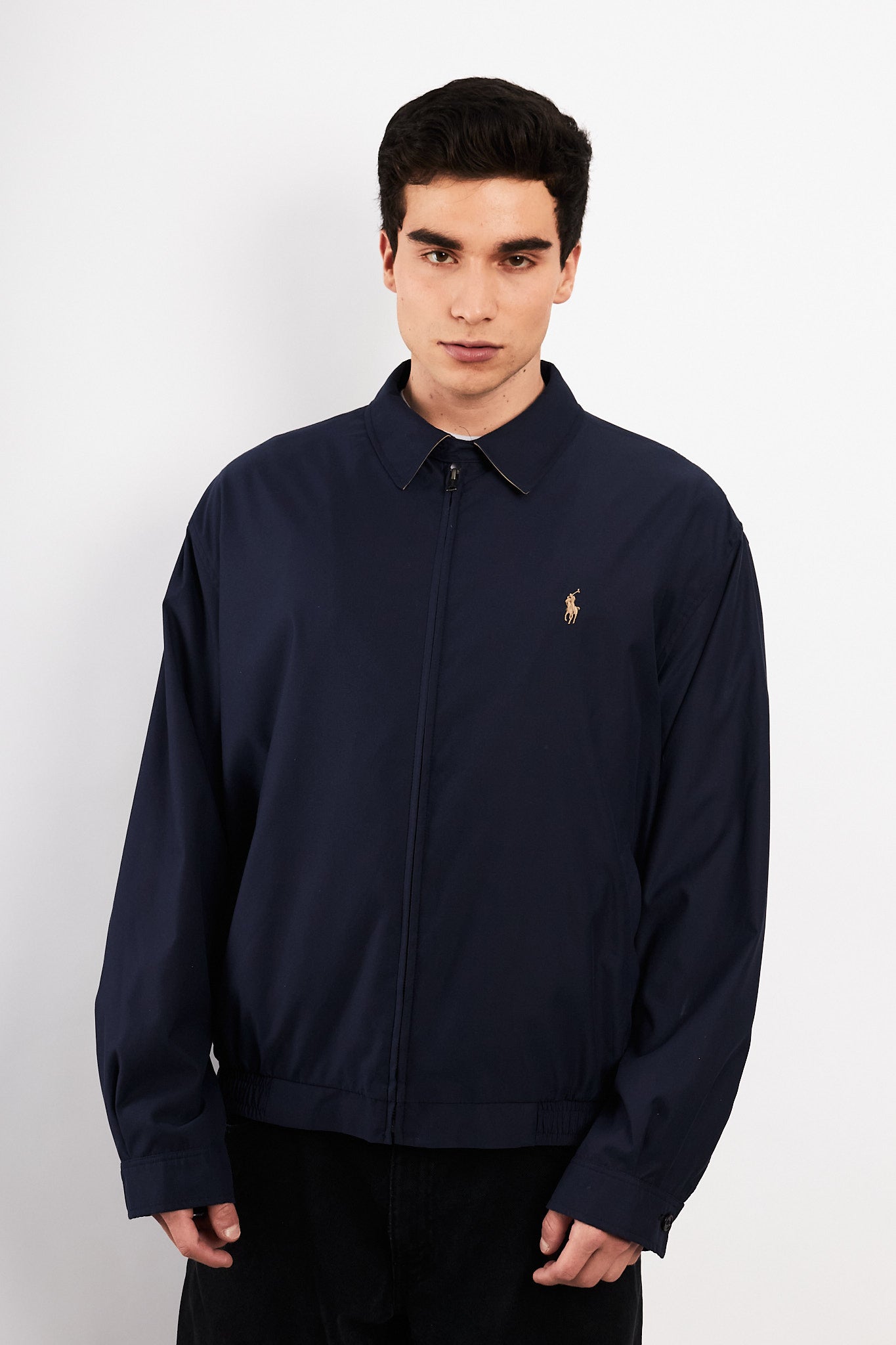 2000 Vintage Polo Ralph Lauren Navy bi-swing Impermeable Harrington (L/XL)