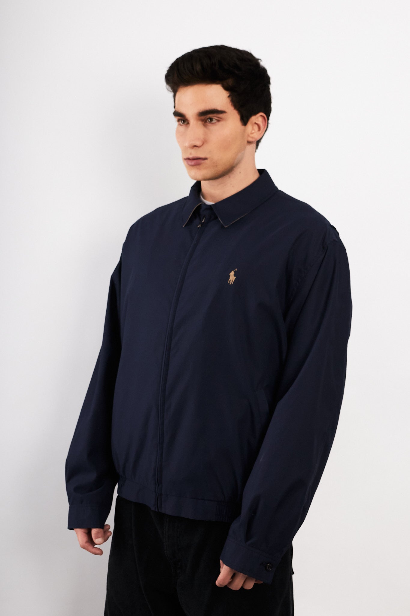 2000 Vintage Polo Ralph Lauren Navy bi-swing Impermeable Harrington (L/XL)