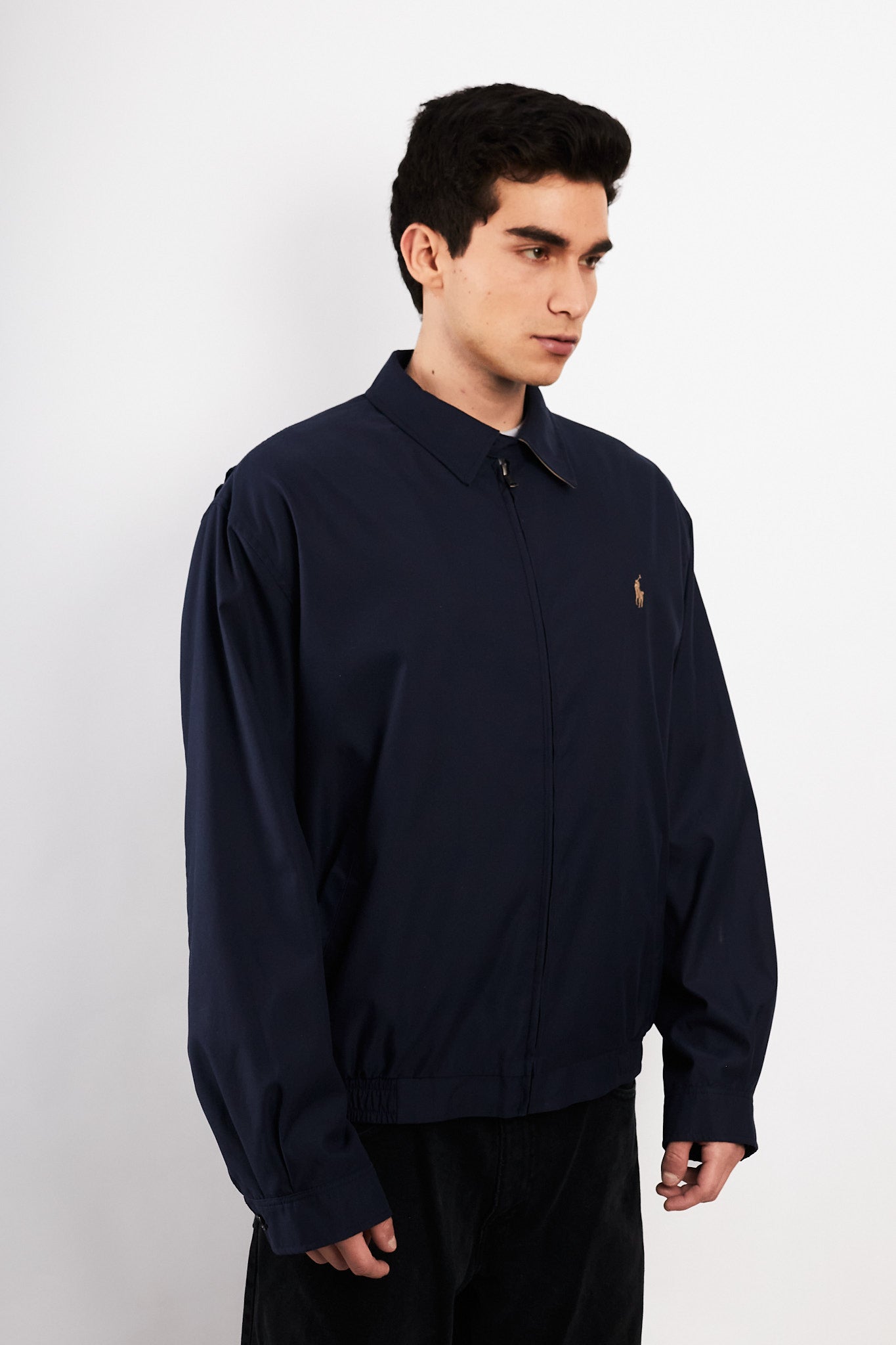 2000 Vintage Polo Ralph Lauren Navy bi-swing Impermeable Harrington (L/XL)