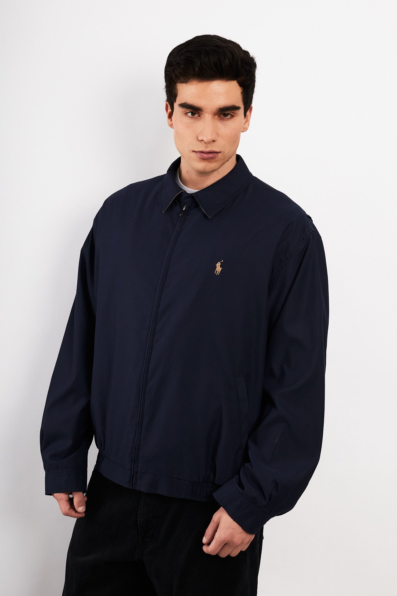 2000 Vintage Polo Ralph Lauren Navy bi-swing Impermeable Harrington (L/XL)