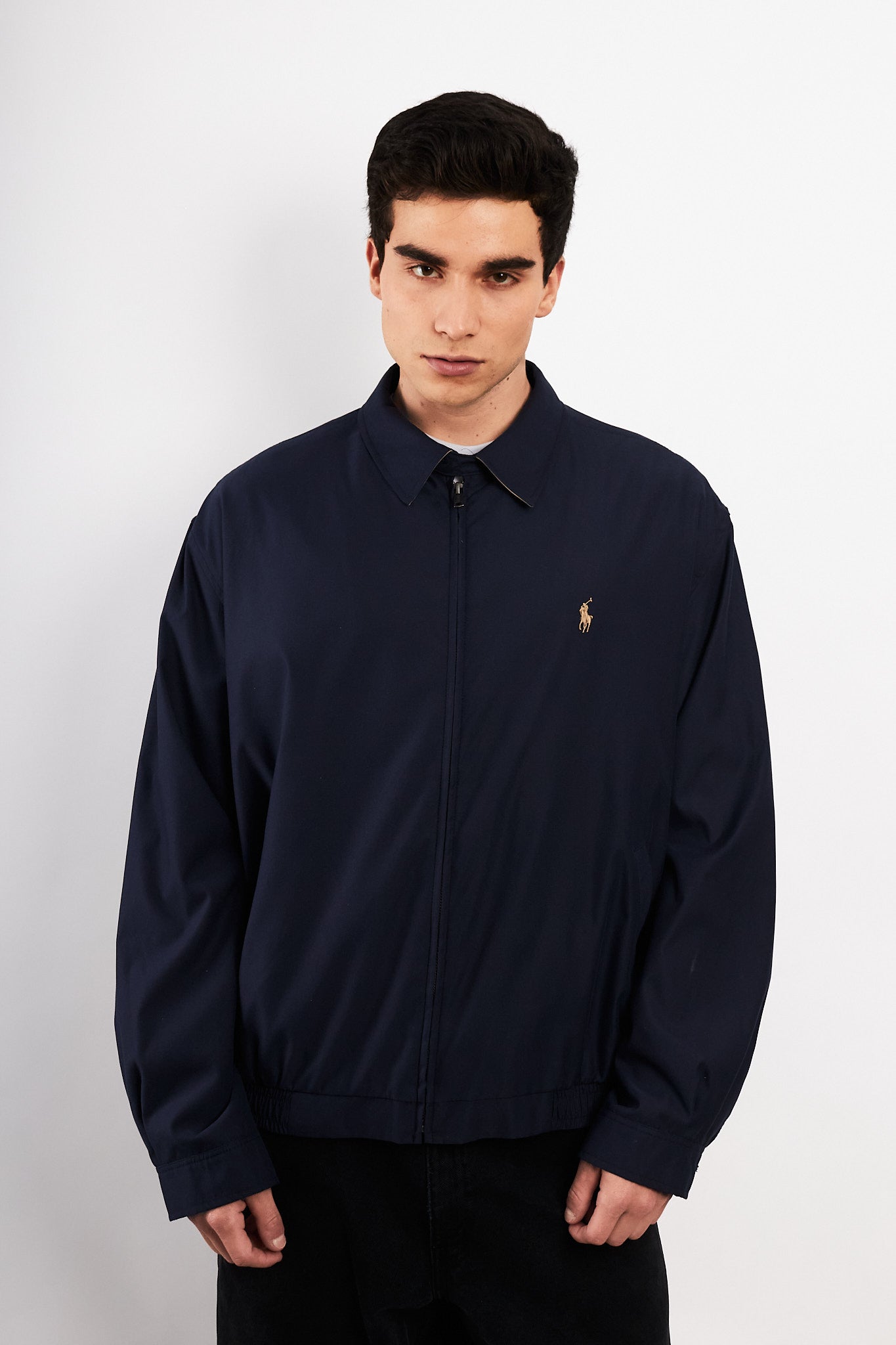 2000 Vintage Polo Ralph Lauren Navy bi-swing Impermeable Harrington (L/XL)