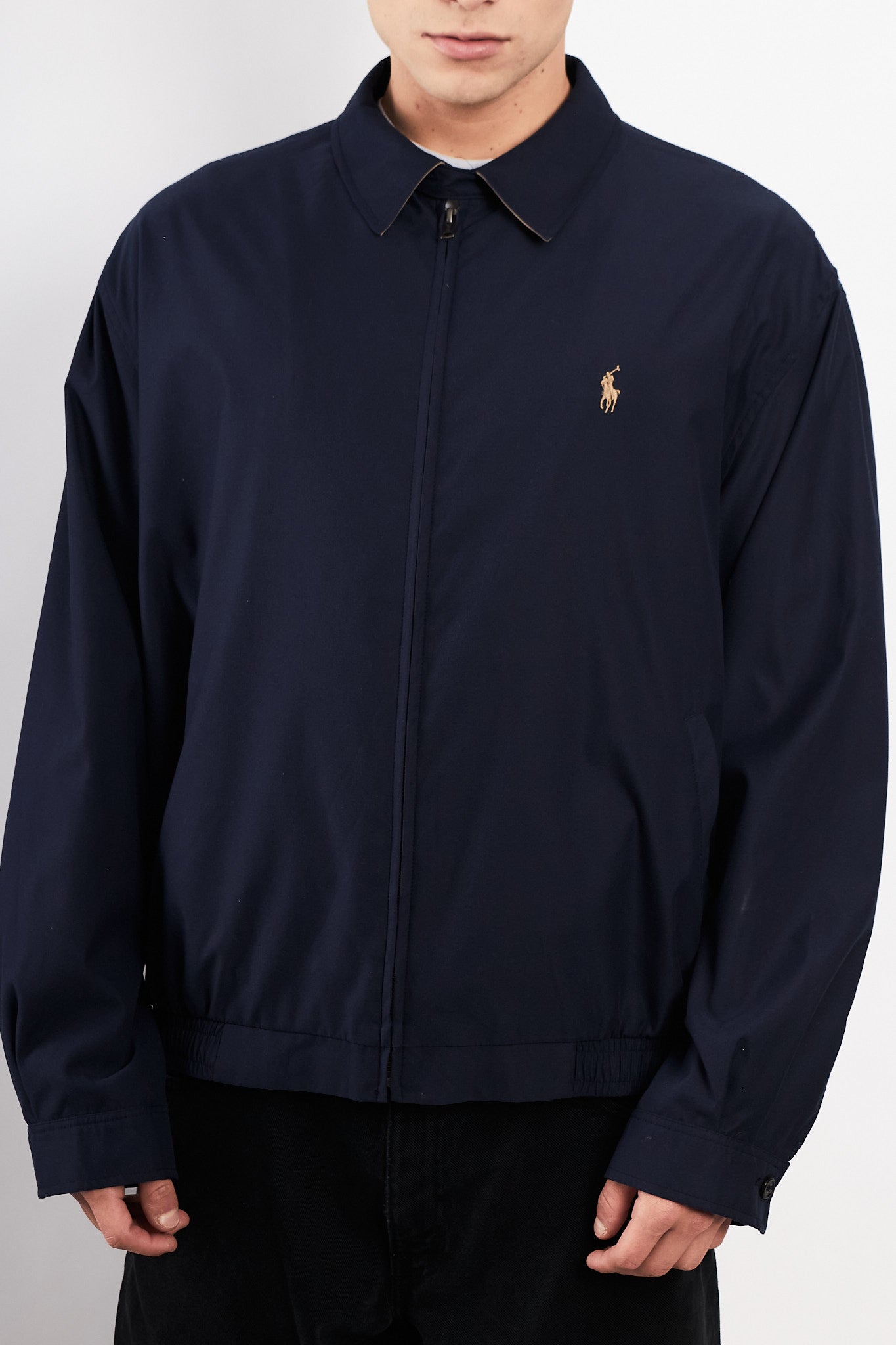 2000 Vintage Polo Ralph Lauren Navy bi-swing Impermeable Harrington (L/XL)