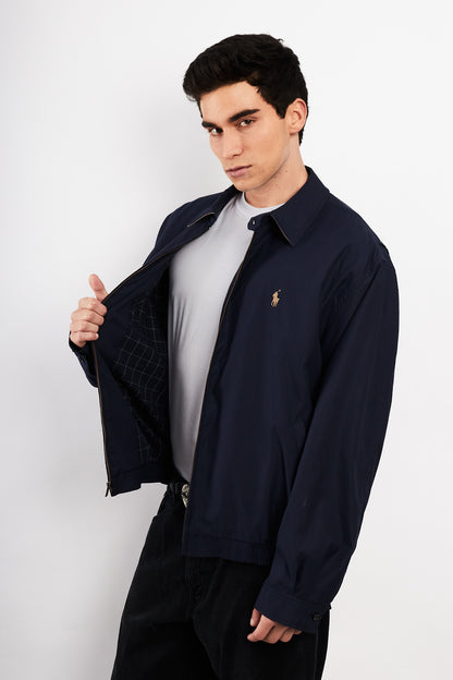 2000 Vintage Polo Ralph Lauren Navy bi-swing Impermeable Harrington (L/XL)