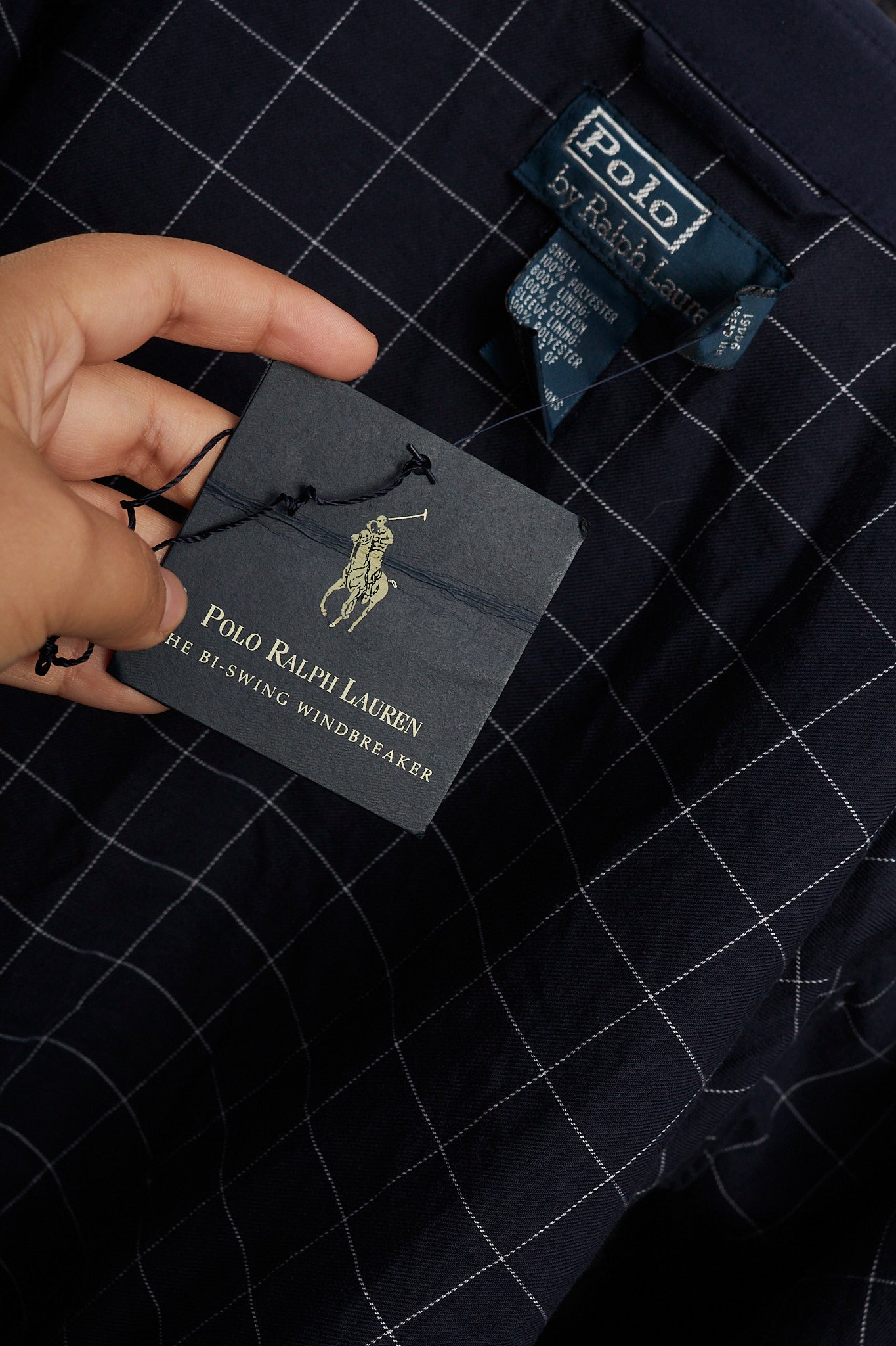 2000 Vintage Polo Ralph Lauren Navy bi-swing Impermeable Harrington (L/XL)