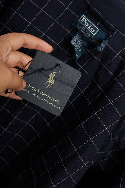 2000 Vintage Polo Ralph Lauren Navy bi-swing Impermeable Harrington (L/XL)