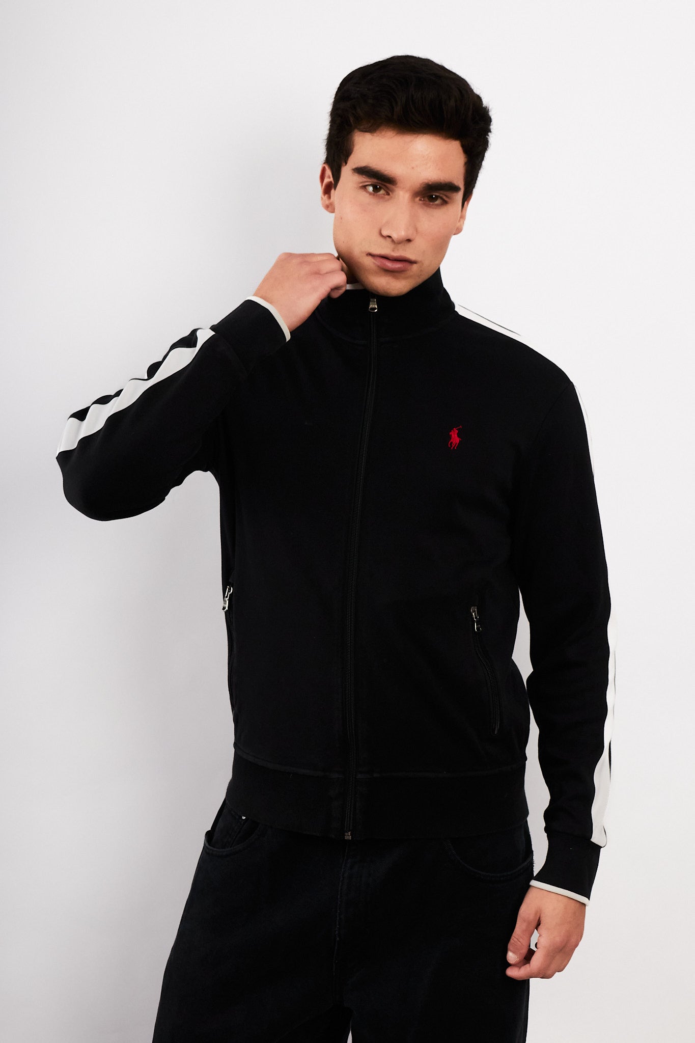 2000 Vintage Polo Ralph Lauren Black Track Jacket (M/L)