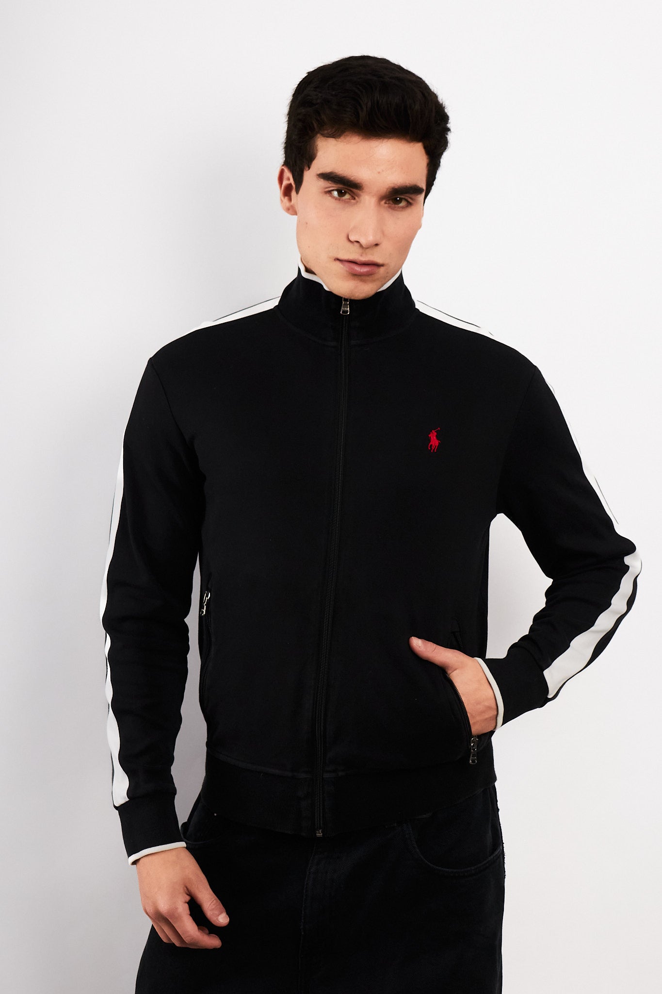 2000 Vintage Polo Ralph Lauren Black Track Jacket (M/L)