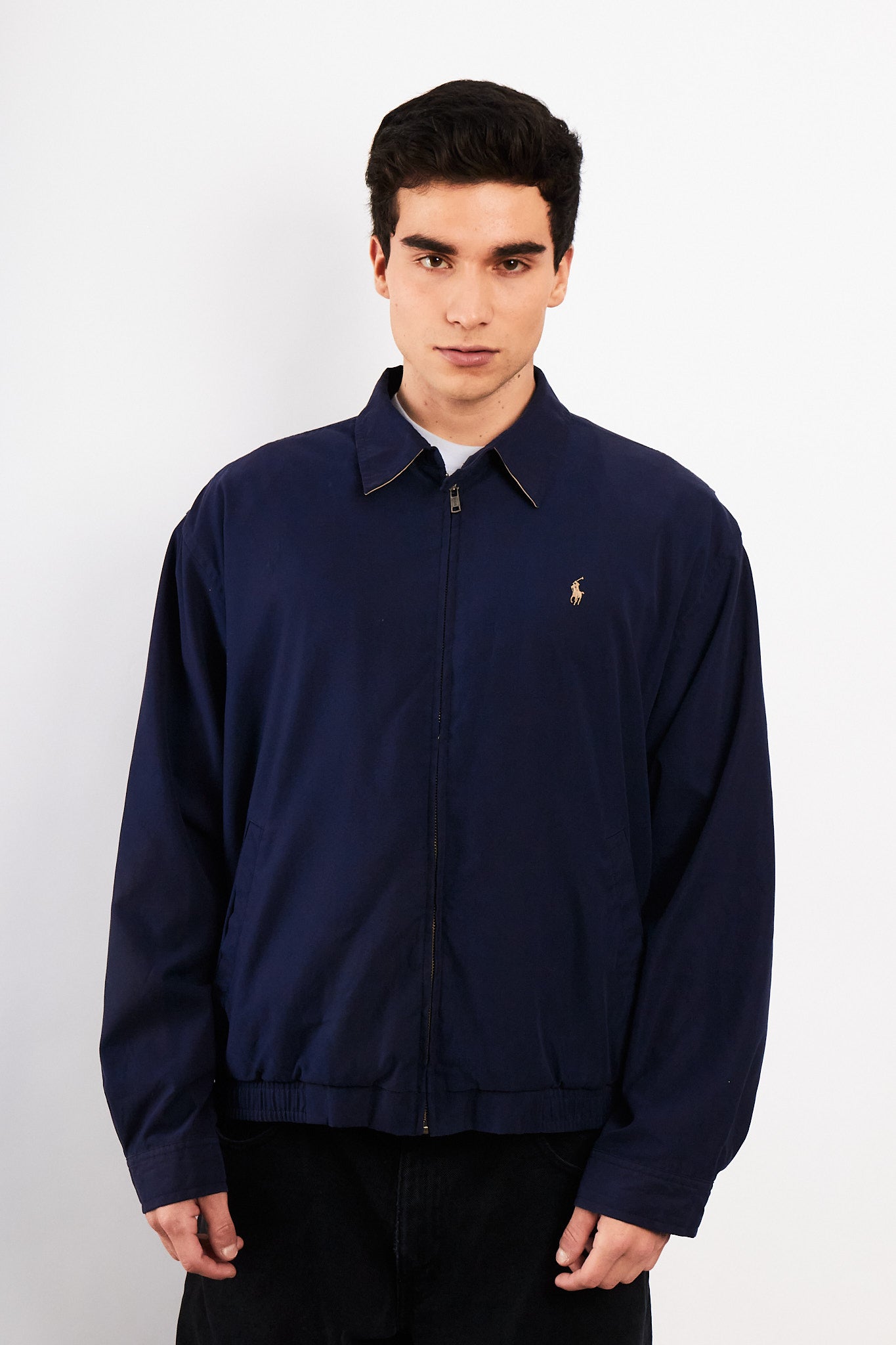 2000 Vintage Polo Ralph Lauren Navy Bi-Swing Impermeable Harrington (M/L)