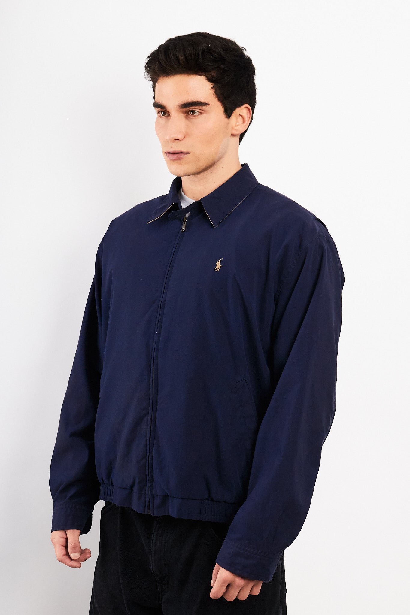 2000 Vintage Polo Ralph Lauren Navy Bi-Swing Impermeable Harrington (M/L)