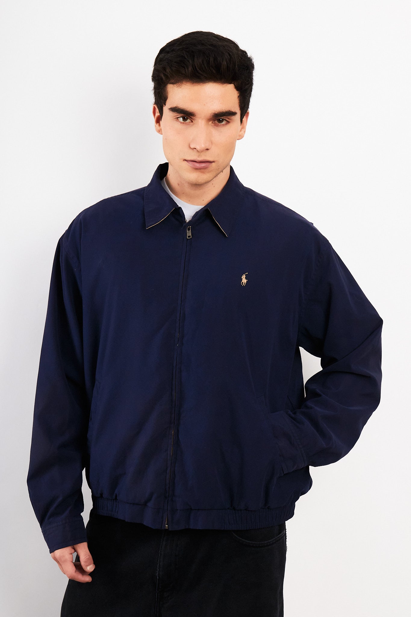 2000 Vintage Polo Ralph Lauren Navy Bi-Swing Impermeable Harrington (M/L)