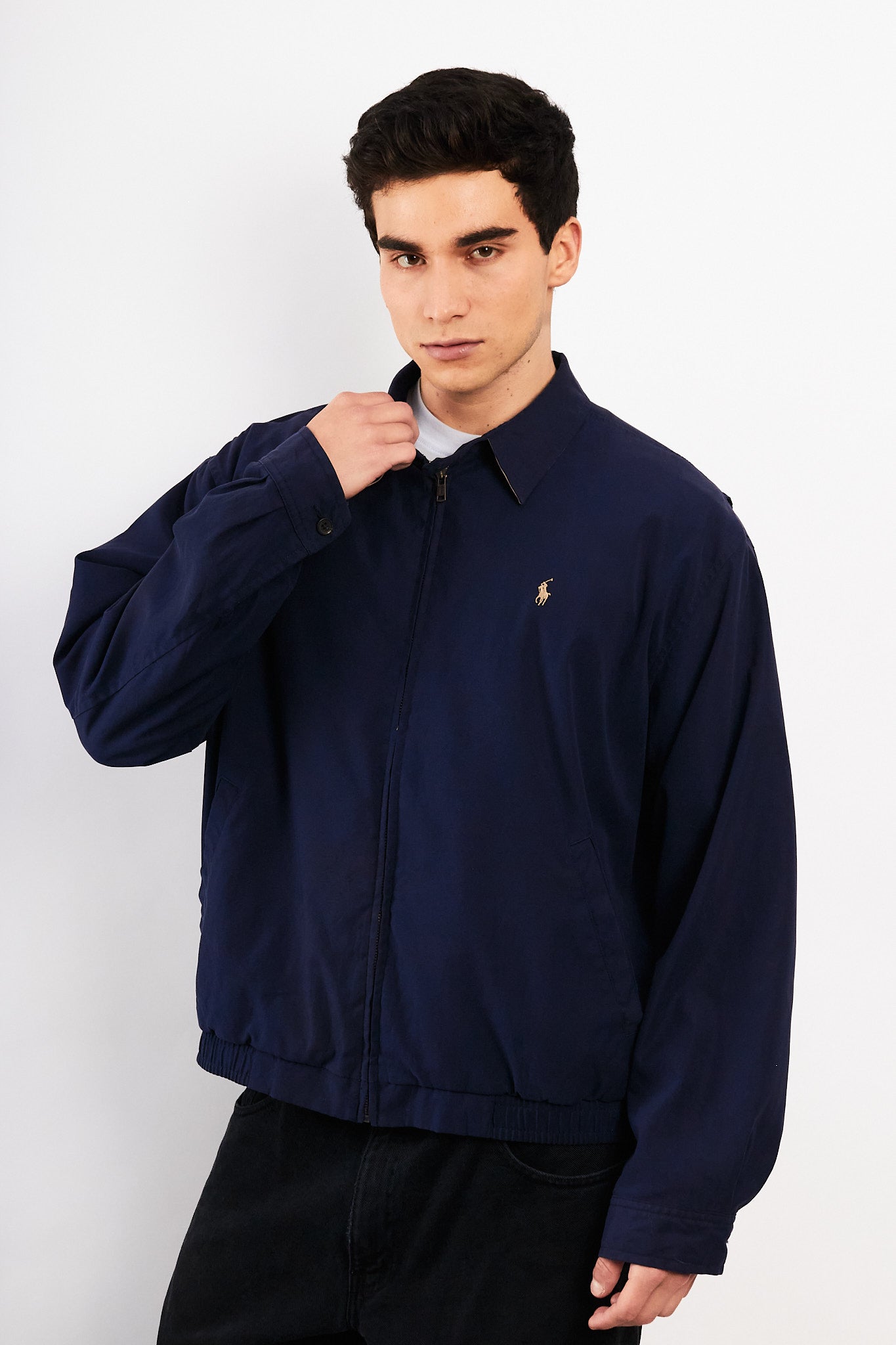 2000 Vintage Polo Ralph Lauren Navy Bi-Swing Impermeable Harrington (M/L)
