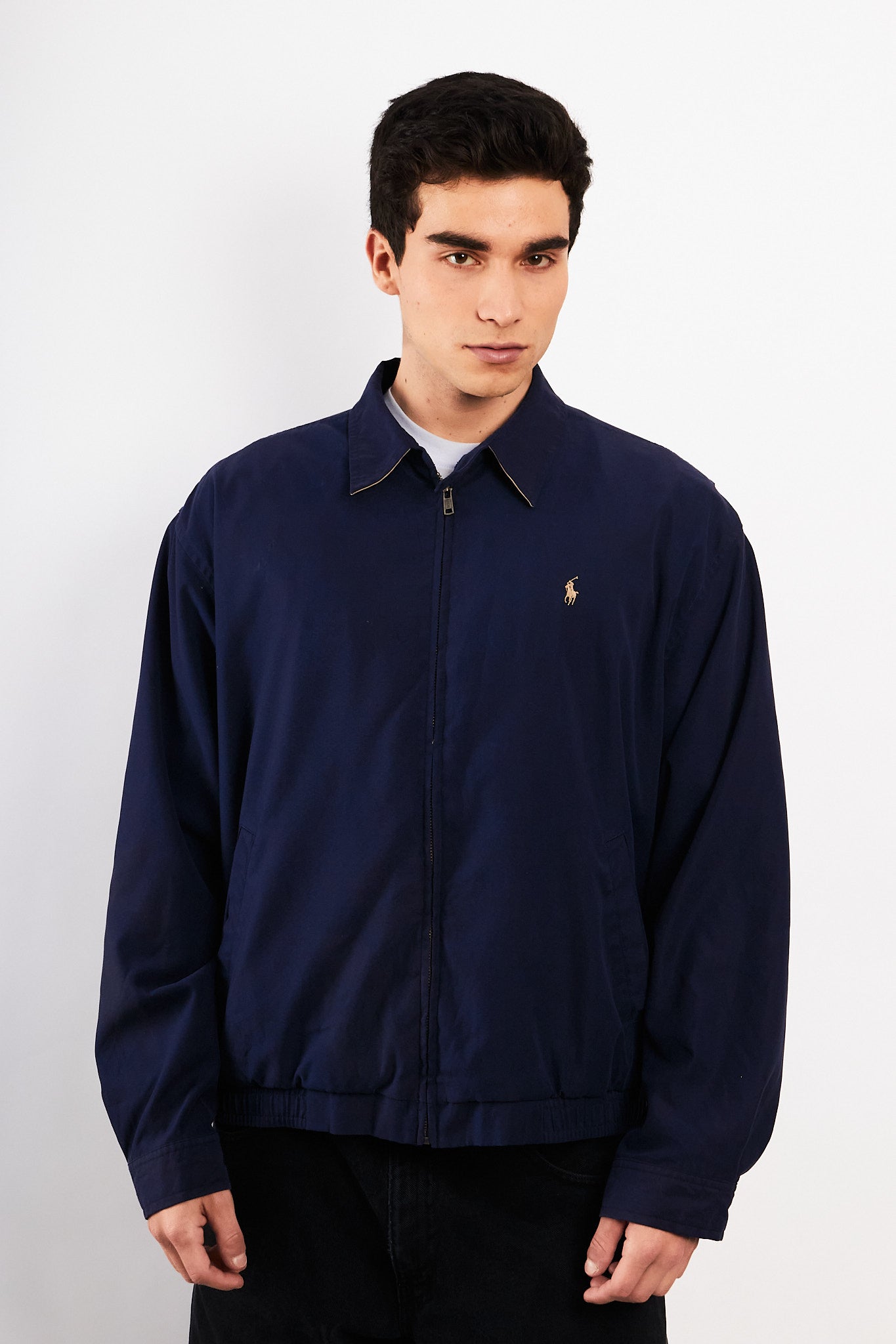 2000 Vintage Polo Ralph Lauren Navy Bi-Swing Impermeable Harrington (M/L)