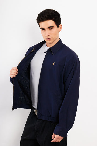 2000 Vintage Polo Ralph Lauren Navy Bi-Swing Impermeable Harrington (M/L)