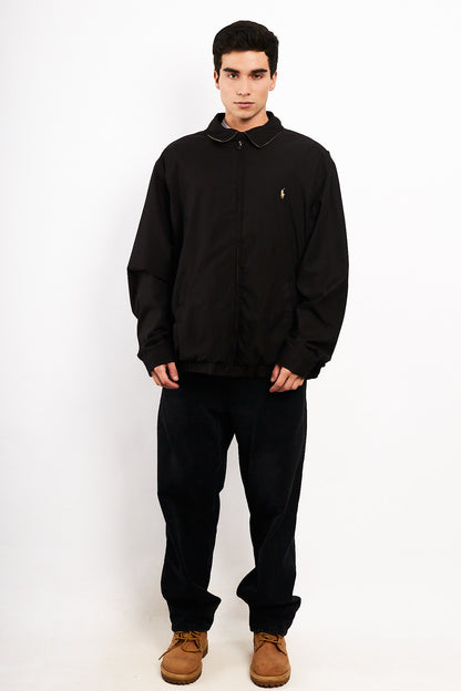 2000 Vintage Polo Ralph Lauren Black Bi-swing Impermeable Harrington (XL/XXL)