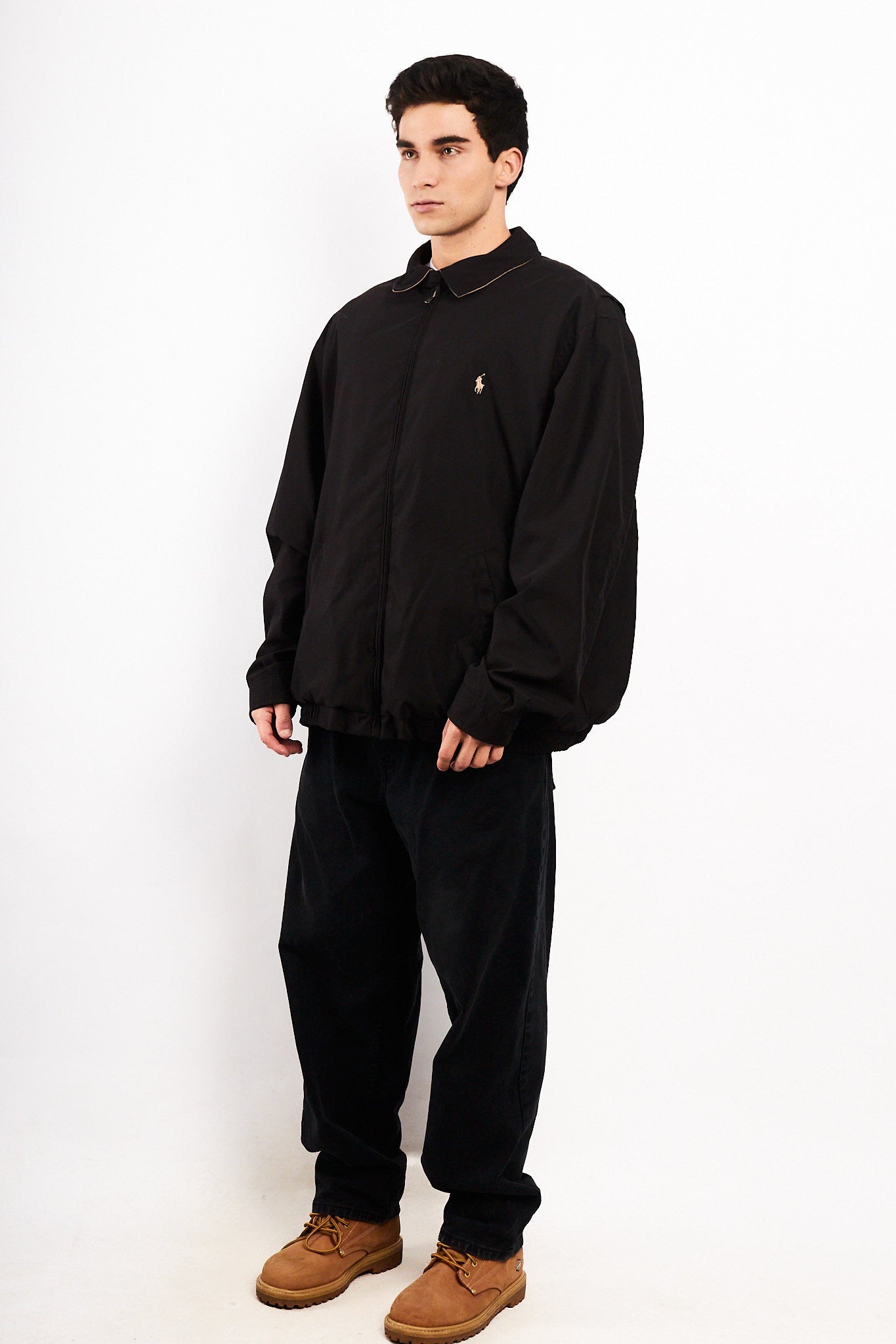 2000 Vintage Polo Ralph Lauren Black Bi-swing Impermeable Harrington (XL/XXL)