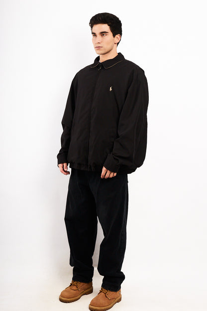 2000 Vintage Polo Ralph Lauren Black Bi-swing Impermeable Harrington (XL/XXL)
