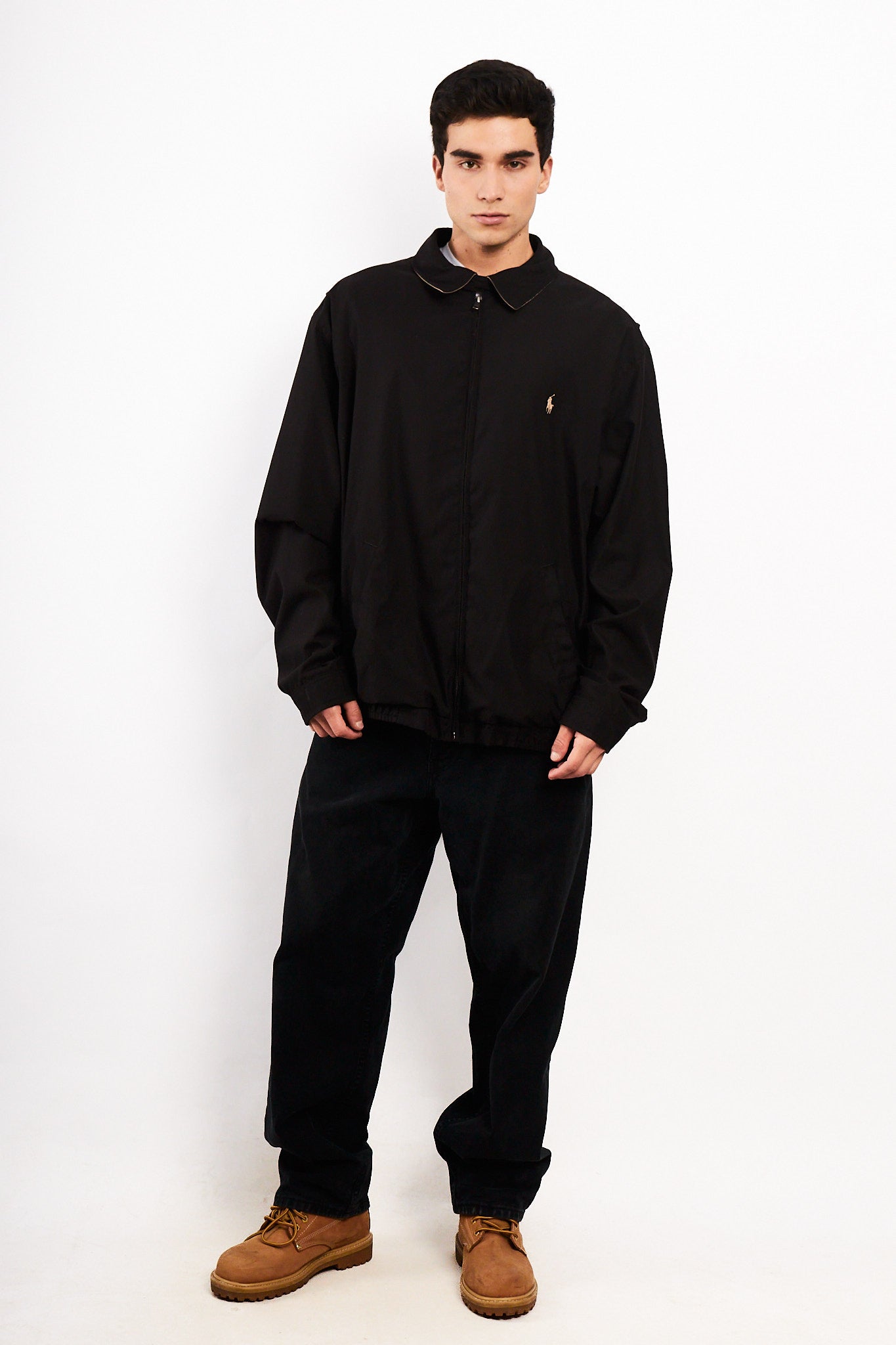 2000 Vintage Polo Ralph Lauren Black Bi-swing Impermeable Harrington (XL/XXL)