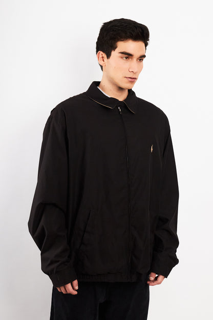 2000 Vintage Polo Ralph Lauren Black Bi-swing Impermeable Harrington (XL/XXL)