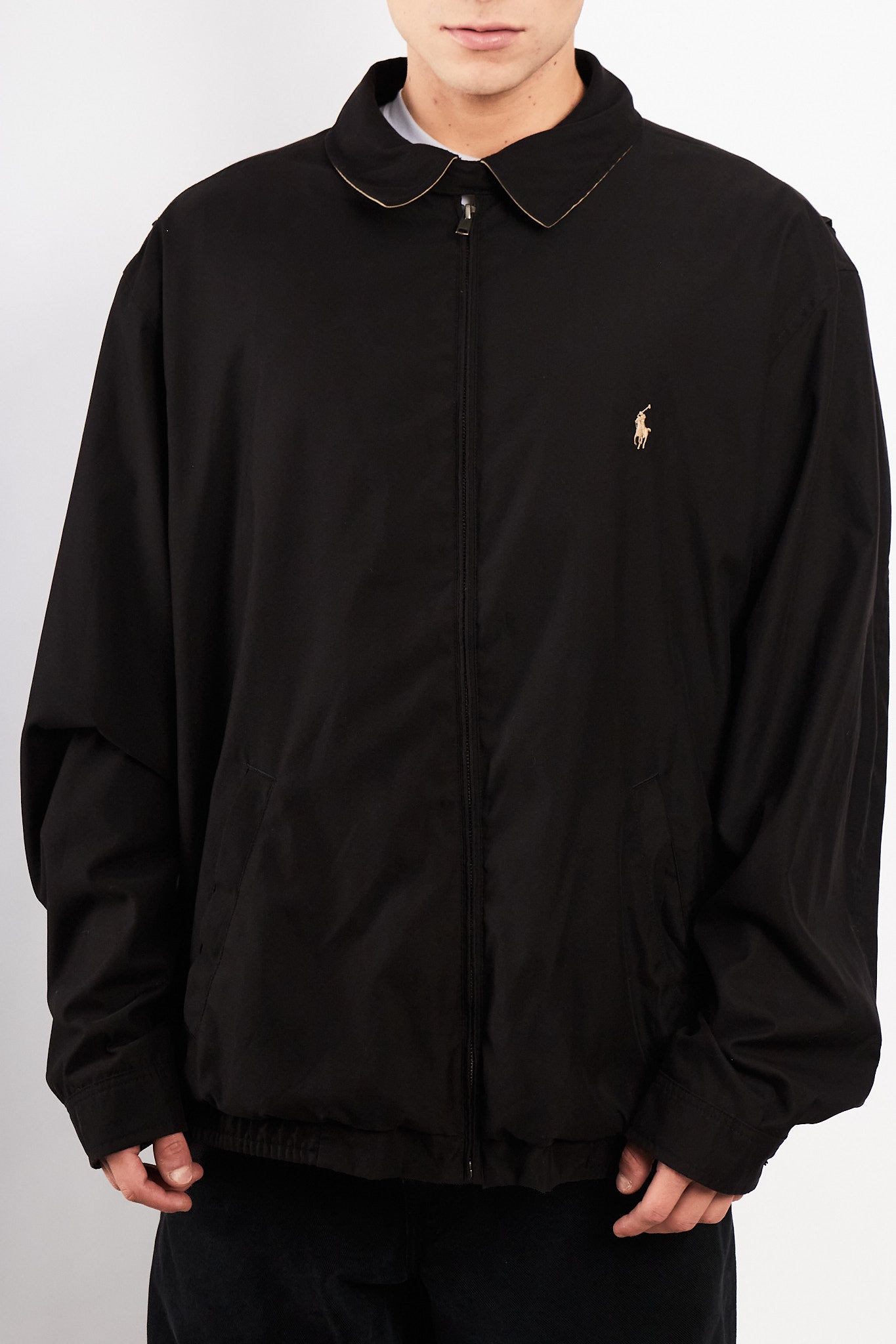 2000 Vintage Polo Ralph Lauren Black Bi-swing Impermeable Harrington (XL/XXL)
