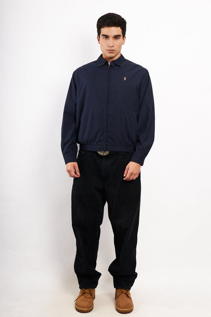 2000 Vintage Polo Ralph Lauren Bi-Swing Navy Impermeable Harrington (M)