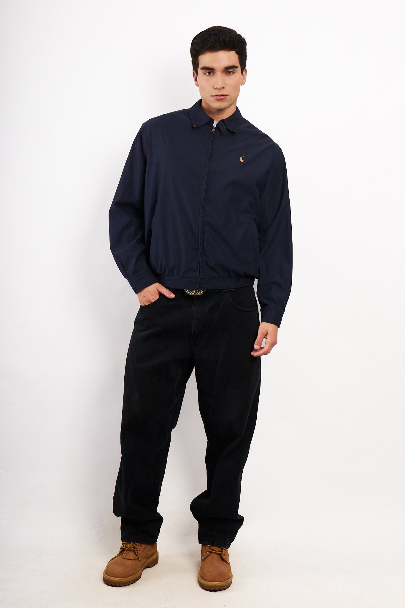2000 Vintage Polo Ralph Lauren Bi-Swing Navy Impermeable Harrington (M)