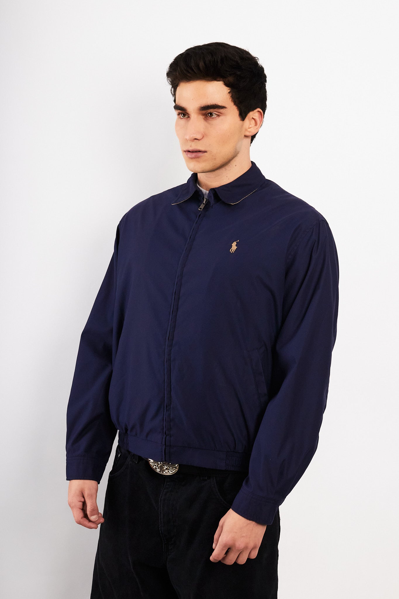 2000 Vintage Polo Ralph Lauren Bi-Swing Navy Impermeable Harrington (M)