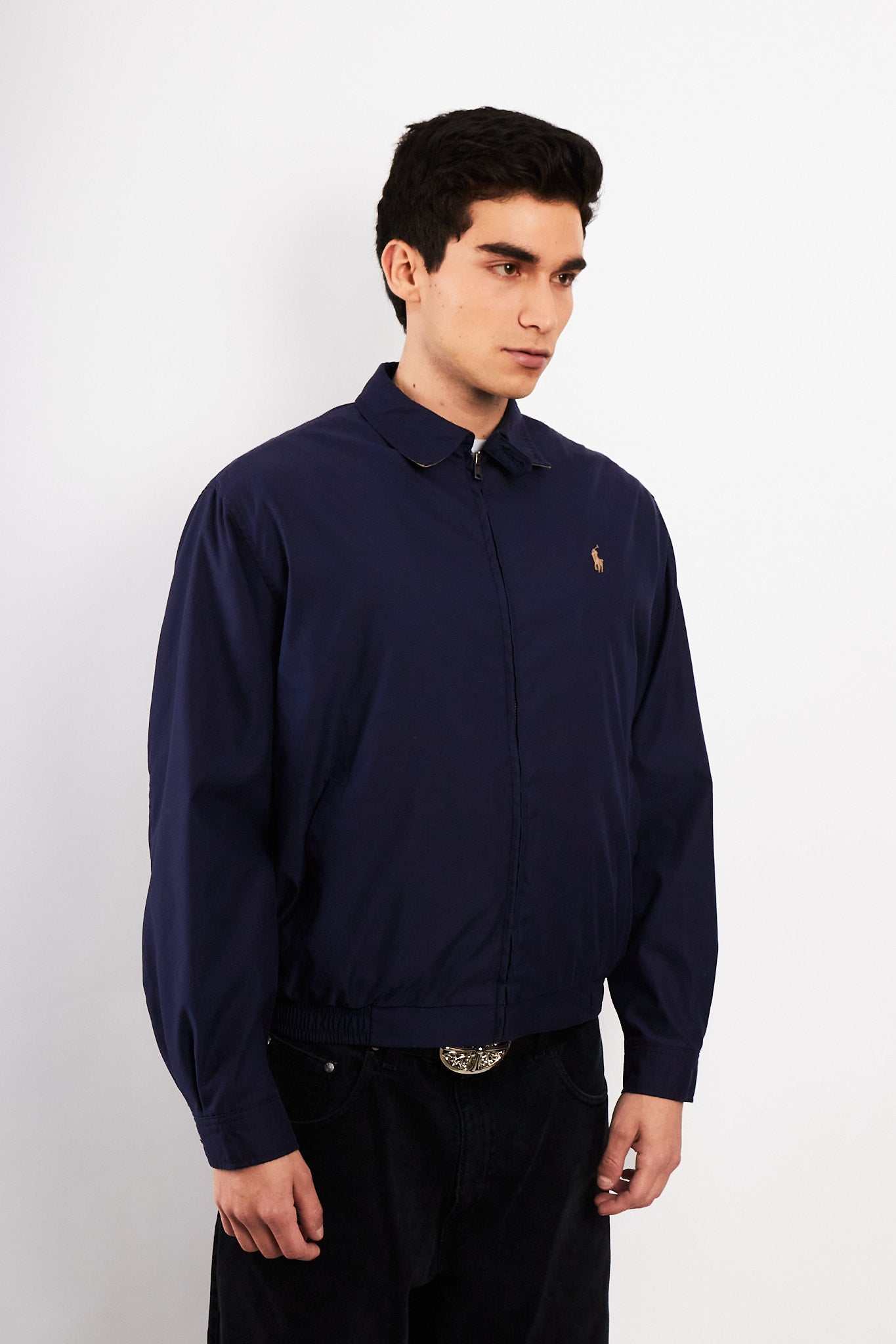 2000 Vintage Polo Ralph Lauren Bi-Swing Navy Impermeable Harrington (M)