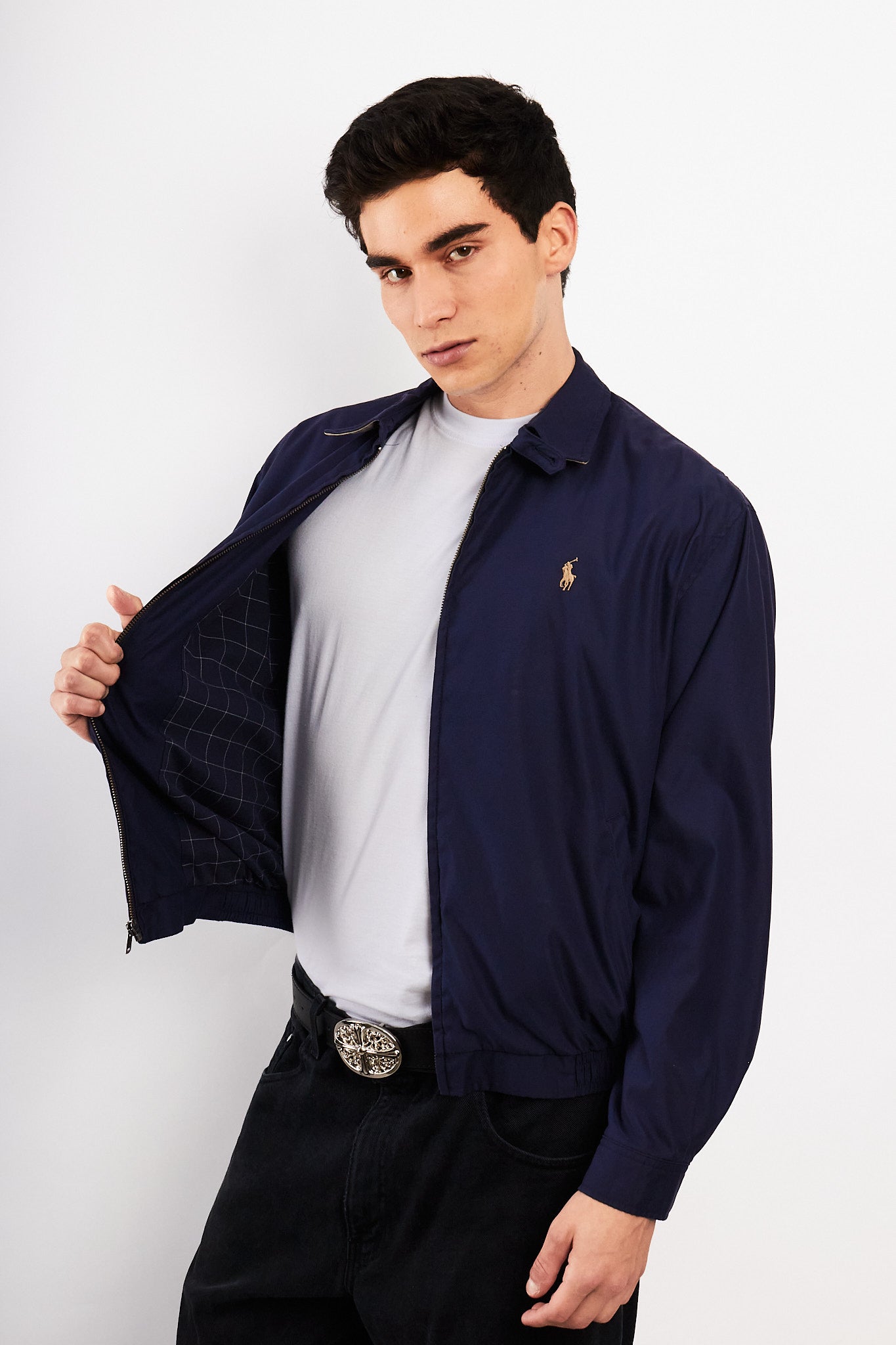 2000 Vintage Polo Ralph Lauren Bi-Swing Navy Impermeable Harrington (M)