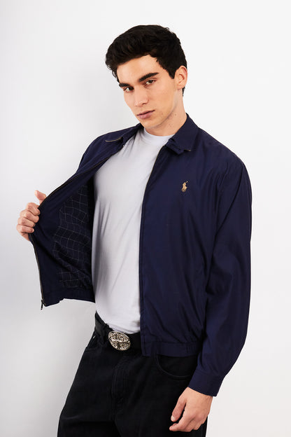 2000 Vintage Polo Ralph Lauren Bi-Swing Navy Impermeable Harrington (M)