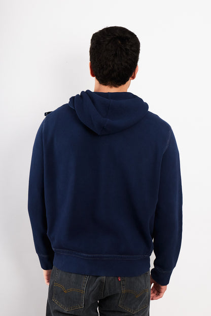 2000 Vintage Polo Ralph Lauren Night Blue Cotton Hooded Full Zip (M/L)