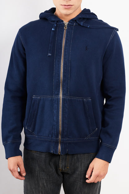 2000 Vintage Polo Ralph Lauren Night Blue Cotton Hooded Full Zip (M/L)