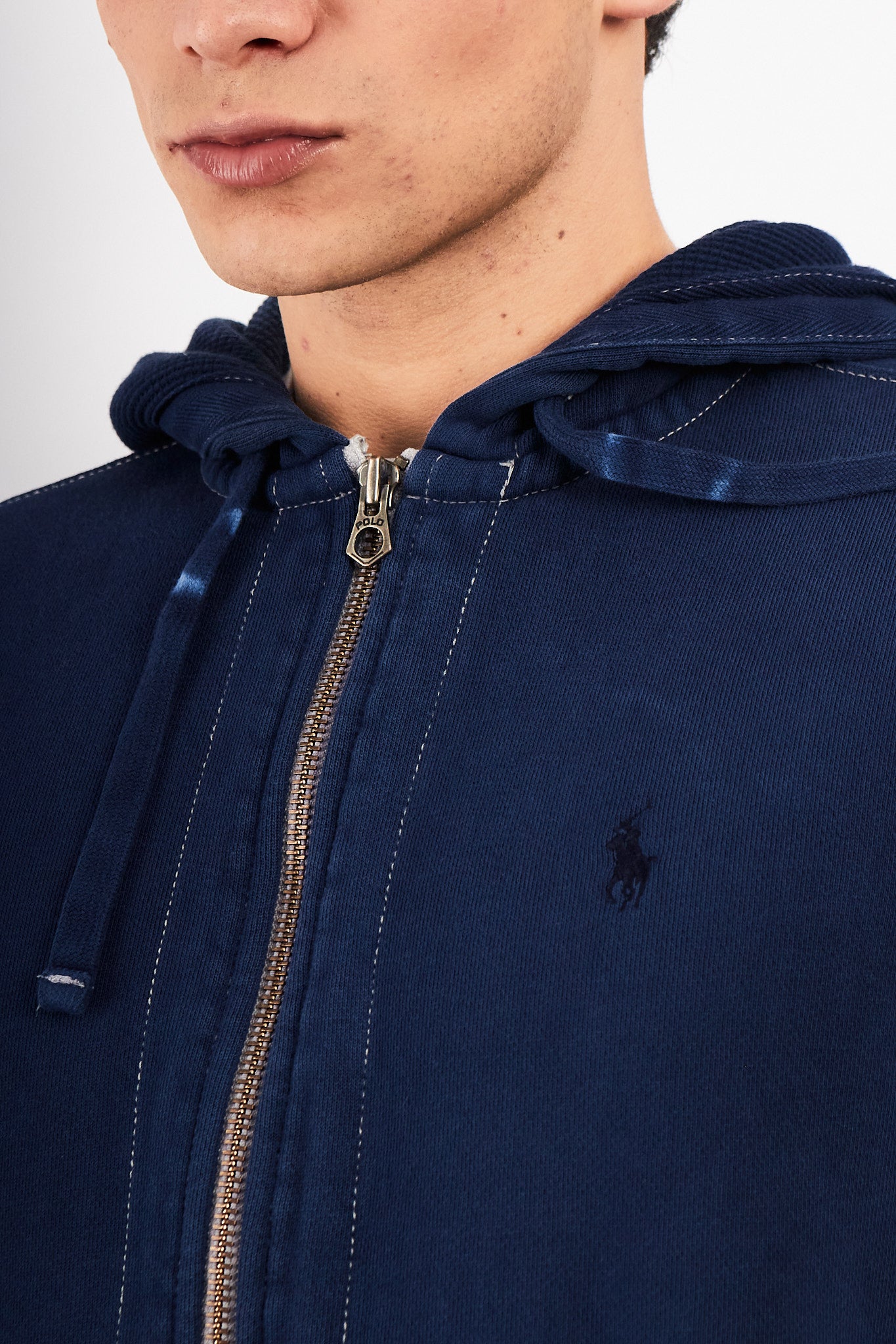 2000 Vintage Polo Ralph Lauren Night Blue Cotton Hooded Full Zip (M/L)
