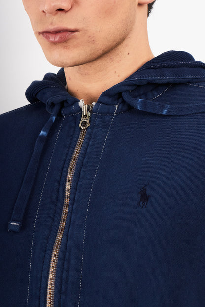 2000 Vintage Polo Ralph Lauren Night Blue Cotton Hooded Full Zip (M/L)
